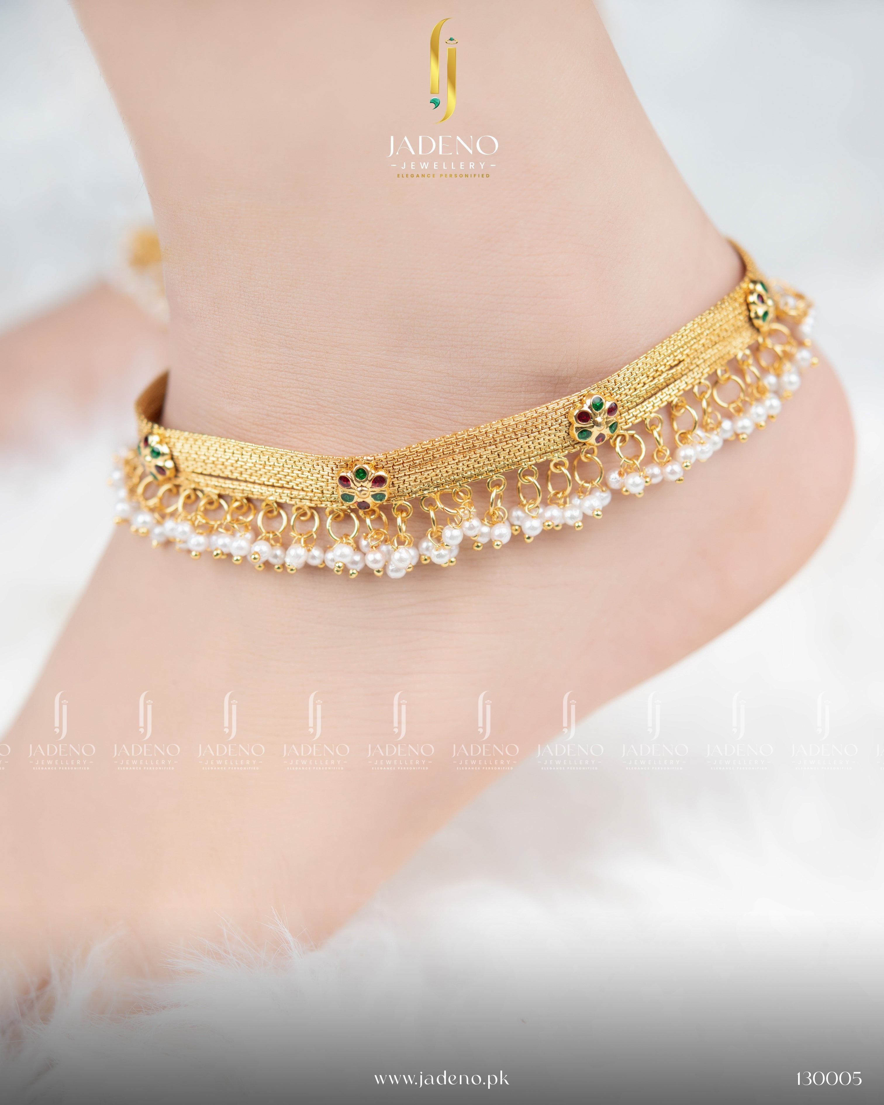 Ethnic Gold Beads Anklets (Pazaib)