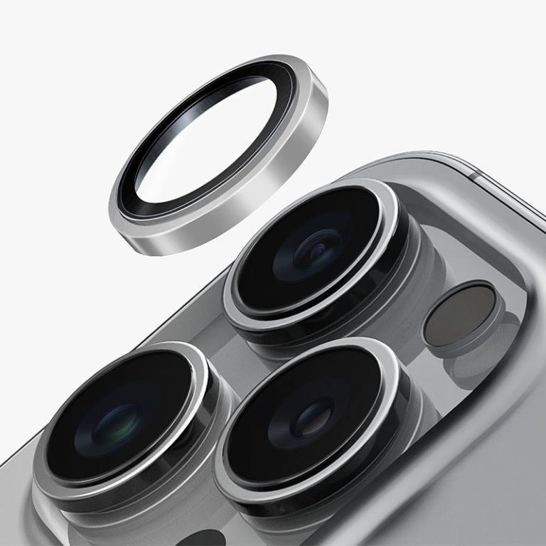 Uniq Optix Stainless Steel Camera Lens Protector for iPhone 16 Pro / 16 Pro Max – Silver