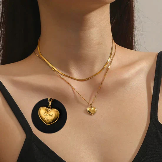 Double Layer'I Love You' Necklace(18k Gold Plated)